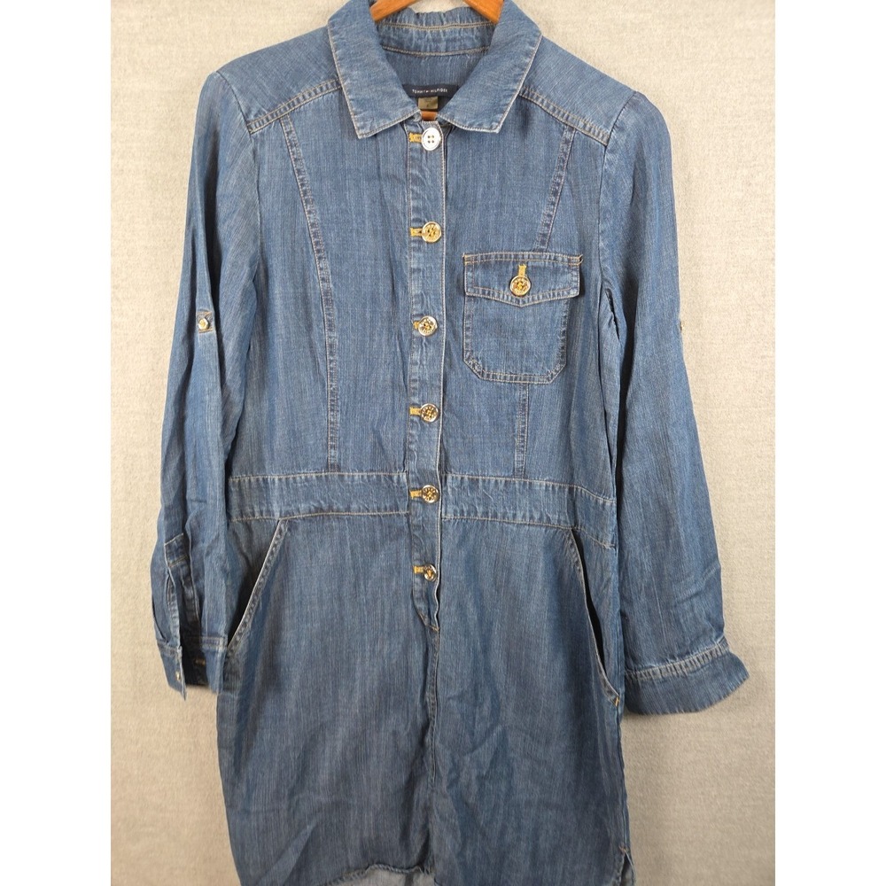 Tommy Hilfiger Denim‎ Shirt Dress Womens 8 Boho Long Sleeve Button Up Collared